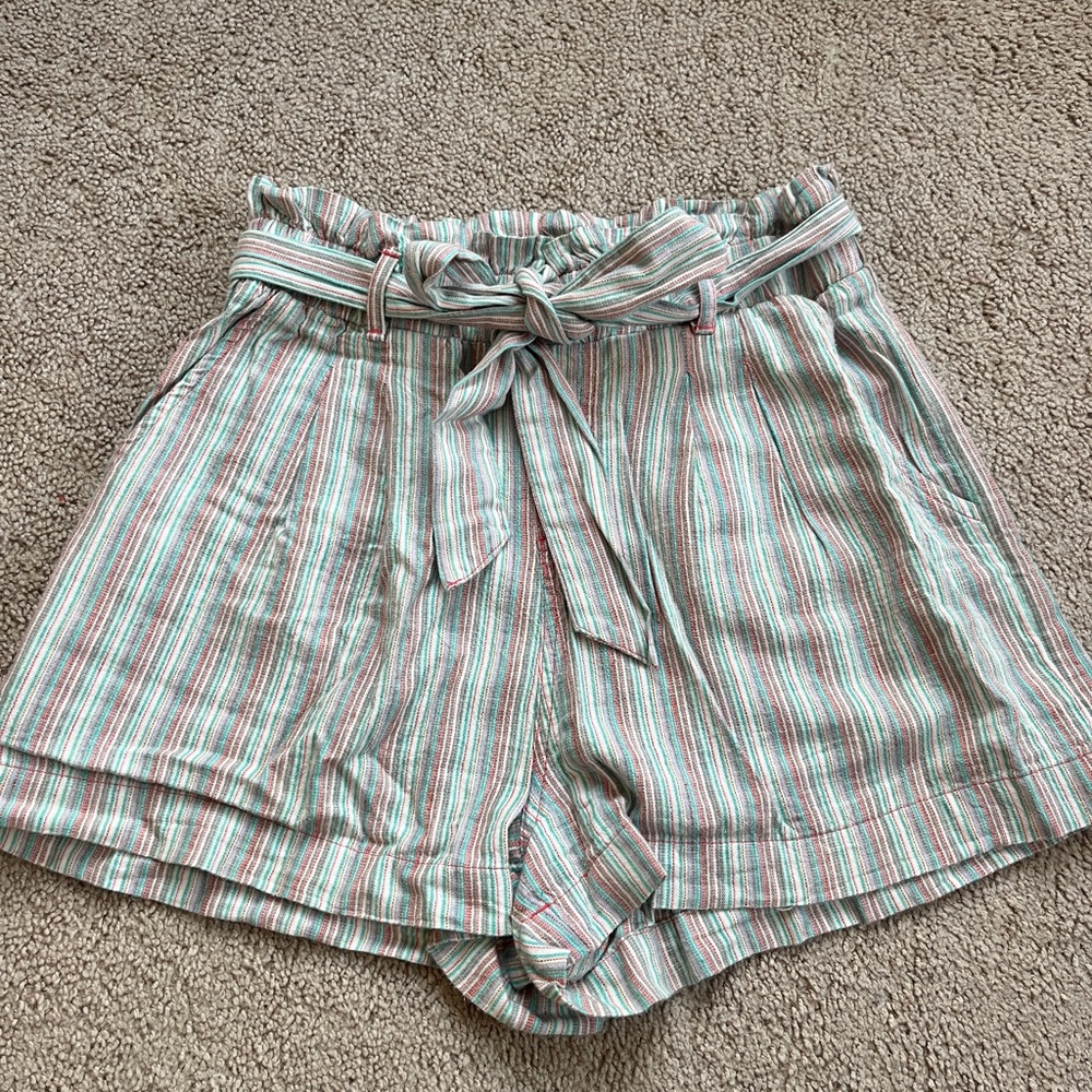 Striped Women's Shorts with Belt